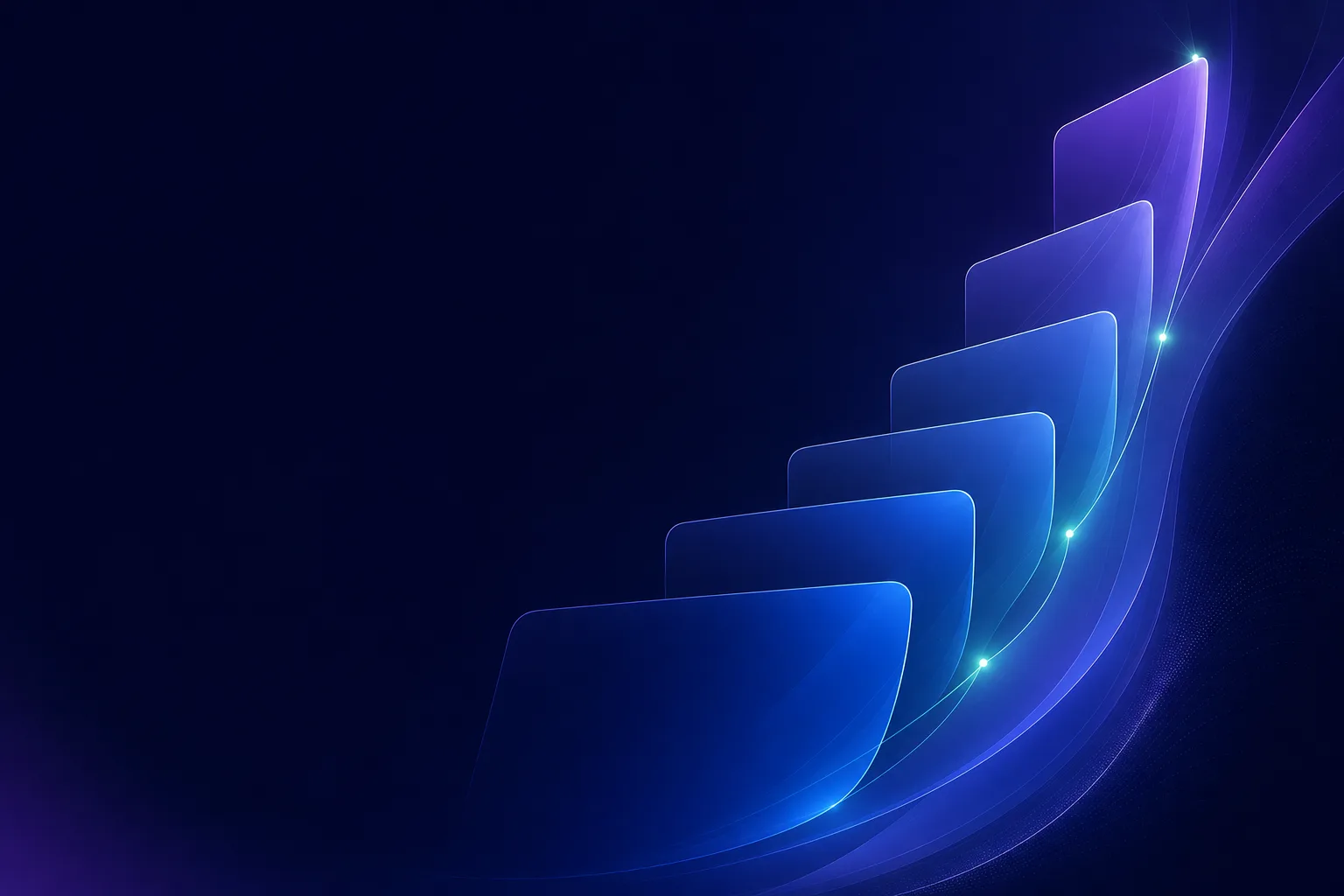 Secuencia ascendente de tarjetas digitales abstractas en azul